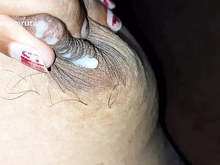 Indian Desi Bhabhi's Conscientious Breast Milking Lactating & Hubby Load of shit receives dramatize expunge Milk