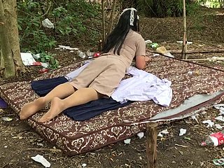 Thai ladyboy teacher solitarily outdoor