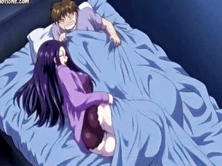 Lascive anime gets covered all over cum